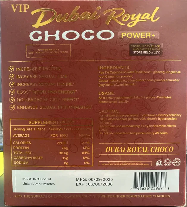 Dubai Royal Choco Power+ Male Chocolate - Image 2