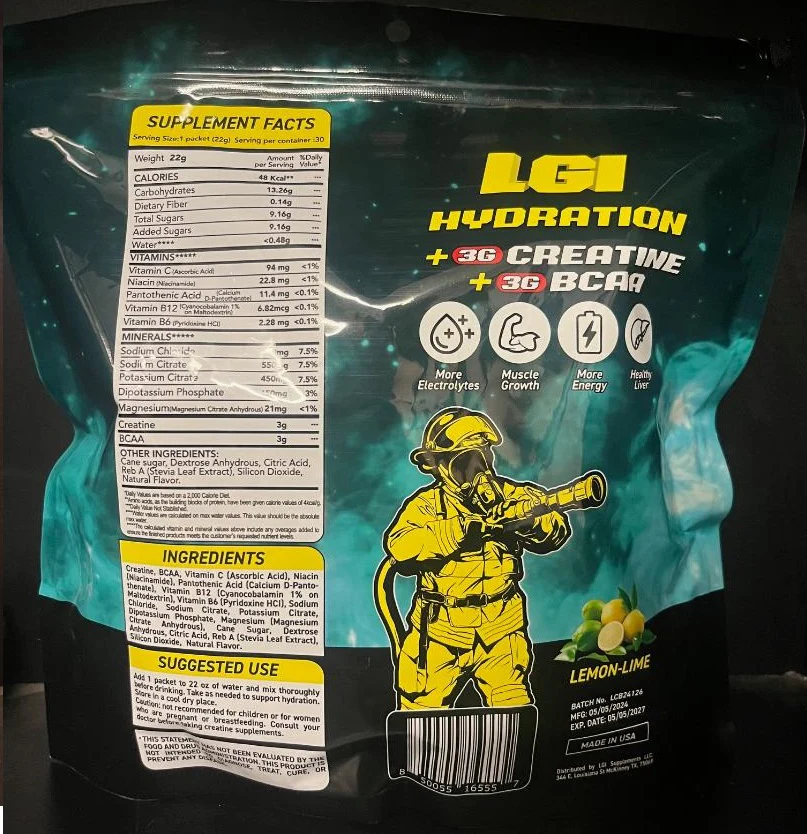 LGI: Hydration +Creatine +BCAA, Lemon Lime, 30 Packets - Image 2
