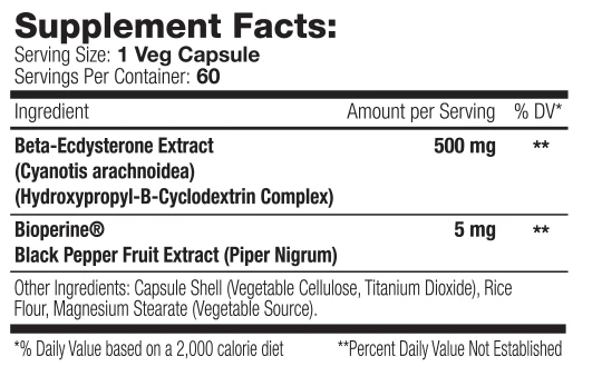 Muscle Addiction: Beta Ecdysterone 500, 60 Capsules - Image 2